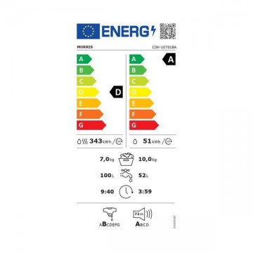 Morris CIW-10701BA Πλυντήριο-Στεγνωτήριο Ρούχων 10kg/7kg Ατμού 1400 Στροφές Morris CIW-10701BA Πλυντήριο-Στεγνωτήριο Ρούχων 10kg/7kg Ατμού 1400 Στροφές